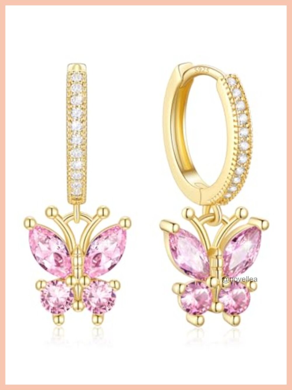 Butterfly Huggie Hoop Earrings 925 Sterling Silver Posts Hypoallergenic